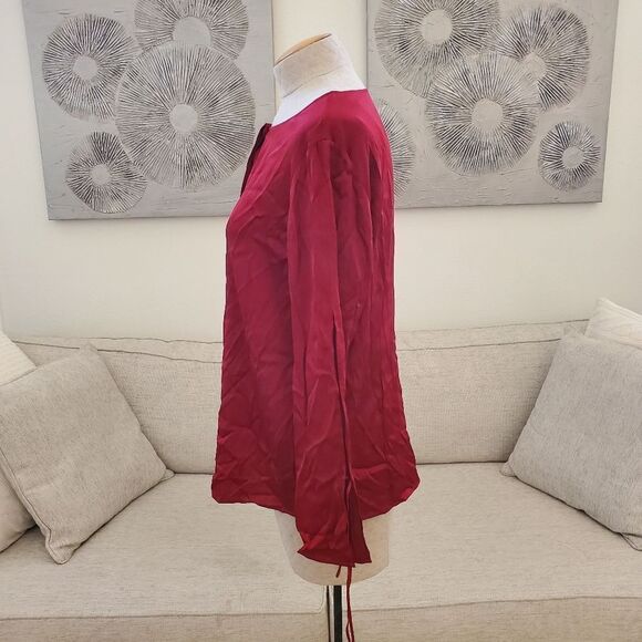 HUGO BOSS| 'Burana' Stretch Silk Blouse - size 10 in Dark Red - Picture 9 of 14